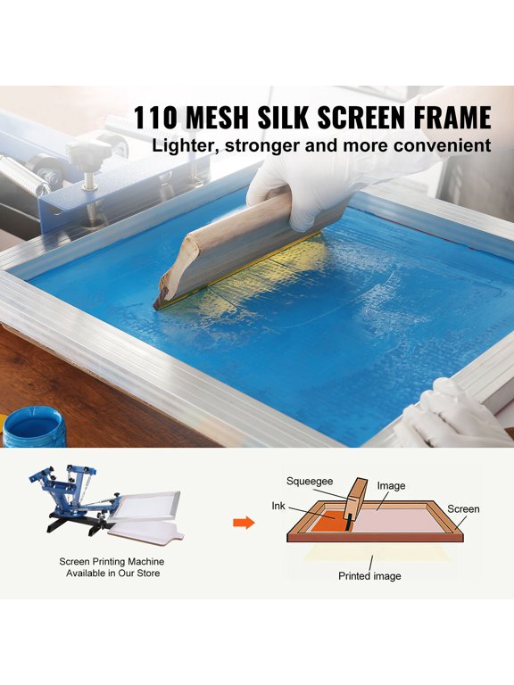 Screen Printing Kit,3 PCS Aluminum Silk Screen Printing Frames,5 Glitters&Screen Printing Squeegees&Transparency Films,6x10/8x12/10x14"110 Count Mesh,for DIY T-shirts Printing