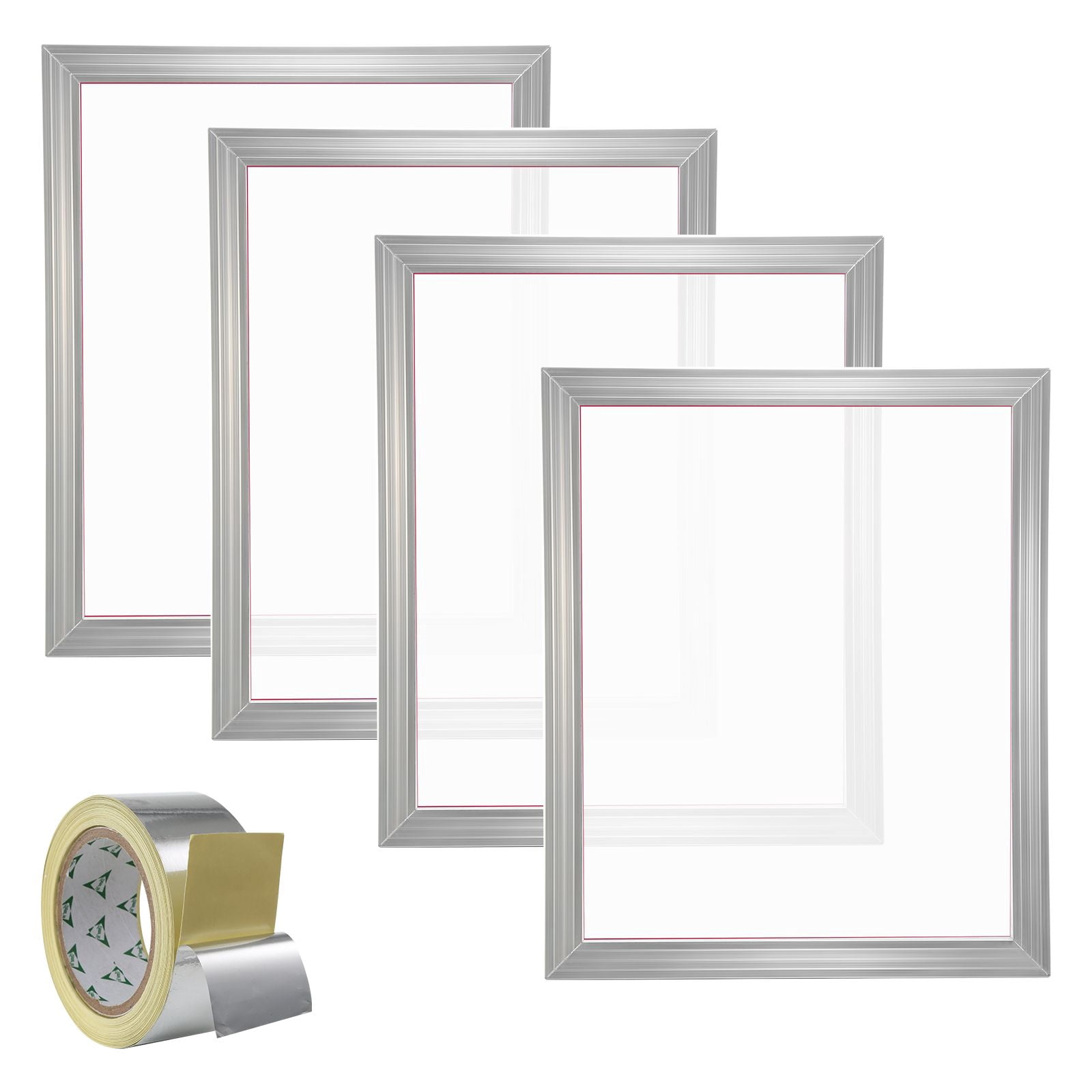 Screen Printing Kit, 4 Pieces Aluminum Silk Screen Printing Frames, 20x24inch Silk Screen Printing Frame with 355 Count Mesh, High Tension Nylon Mesh and Sealing Tape for T-shirts DIY Printing