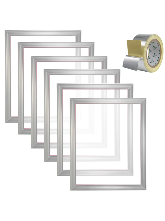 Screen Printing Kit 6 Pieces 20x24in Aluminum Frames, 110 Mesh, DIY Silk Screen Printing for T-shirts Fabric Wood Paper