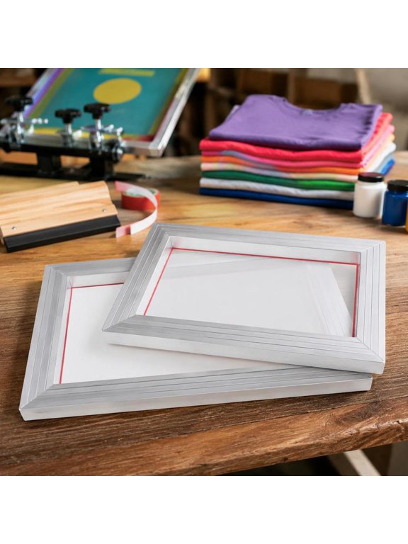 Screen Printing Kit with 2 Aluminum Frames, 110 Mesh, Squeegees, Tapes, and Transparency Films for Diy T-Shirt Printing