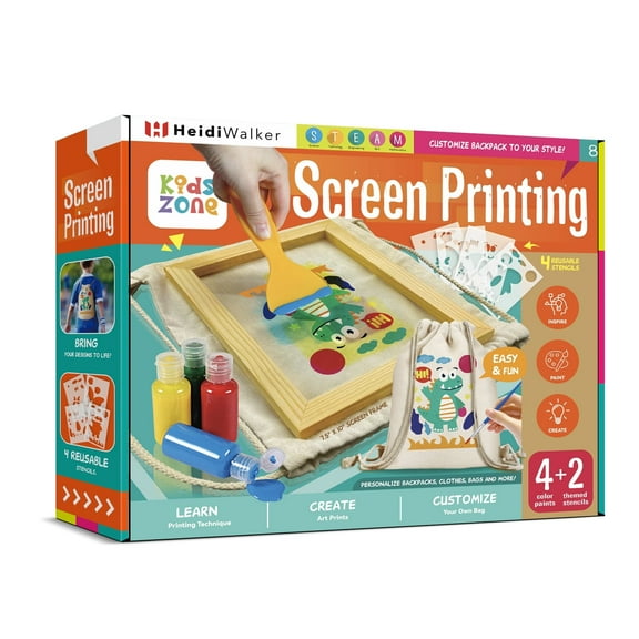 Piano Potato Screen Printing Kit, Fabric Screen Paiting Kit for Kids, DIY Priting Drawstring Bag Set with Arts and Crafts, STEM Education Gift for Girls & Boys Ages 6-12