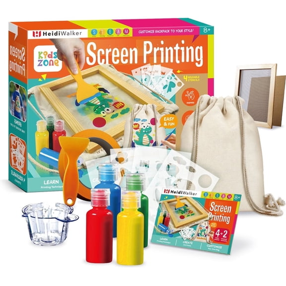 Piano Potato Screen Printing Kit for Kids, All in One Kids Screen Printing Set with Canvas Bag, Stencils & Paint, Beginner Silk Screen Printing Kit for Kids Ages 8-12, STEAM DIY Art Craft Set for Boy