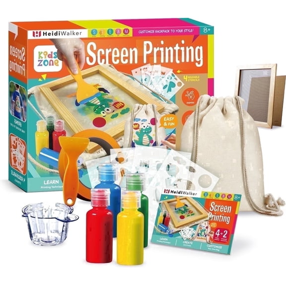 Piano Potato Screen Printing Kit,DIY Art Craft Set with Canvas Backpack,Reusable Stencils & Non-Toxic Paint,STEAM Toy for Boys & Girls 8-12 Years Old