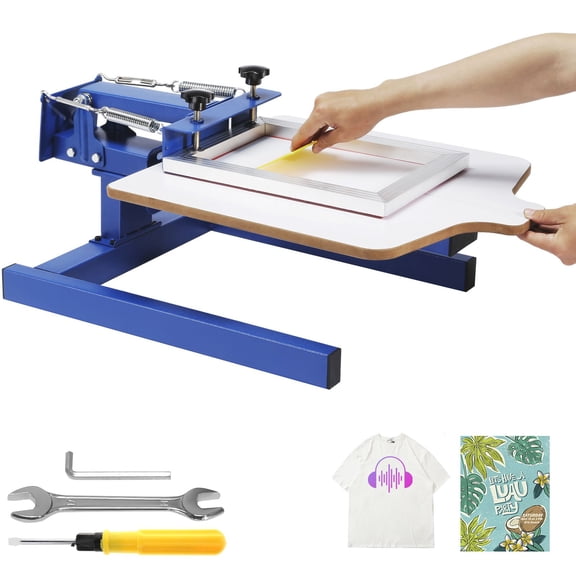 Screen Printing Machine, 1 Color 1 Station Silk Screen Printing Press, 21.2x17.7in Screen Printing Press, Double-layer Positioning Pallet, Adjustable Tension for T-shirt DIY Printing