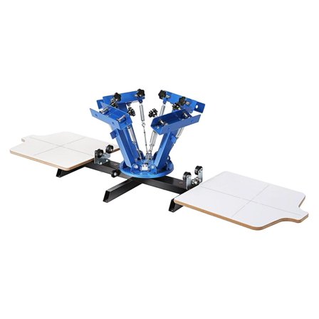 Screen Printing Machine 4 Color 2 Station, 21.2 x 17.7in Silk Screen Press for T-shirts, 360 Rotatable, Dual Layer Positioning, DIY Printing Equipment