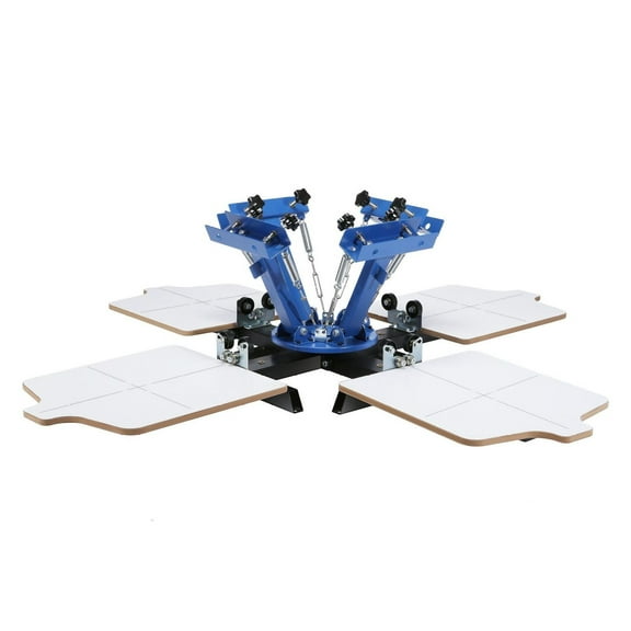 Screen Printing Machine 4 Color 4 Station, 21.2x17.7in Silk Screen Press for T-shirts, 360 Rotatable with Double-Layer Pallet for DIY Fabric Printing