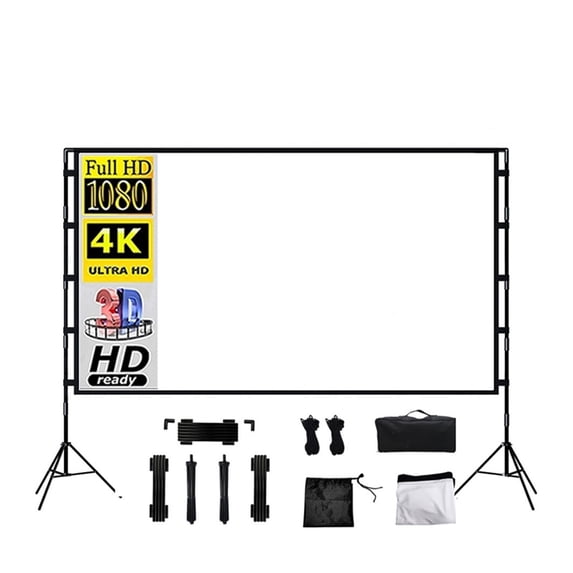 Home Projector Screen Creases Screen Projector, Double Tripod Foldable White No Creases With Carry ...