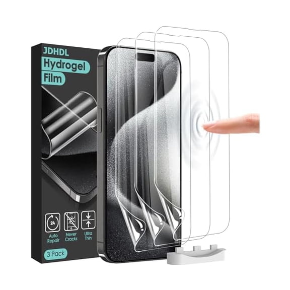Screen Protector [3 Pack Soft Hydrogel Film for iPhone 15 Pro/15, Upgraded Non-breakable Flexible TPU]