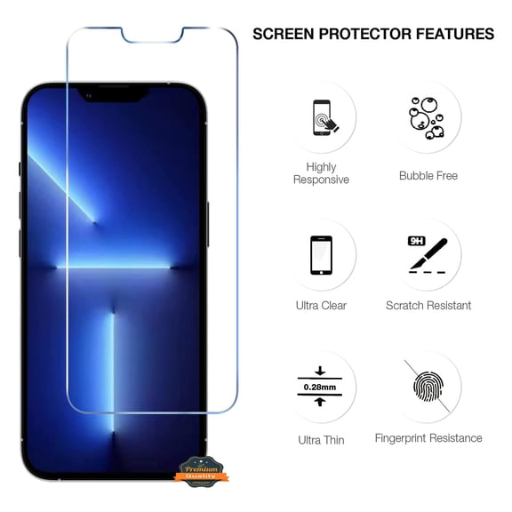 Screen Protector for Apple iPhone 14 (6.1") Tempered Glass Screen Protector, Heavy Duty Anti-Scratch Anti-Bubble Tempered Glass Film 9H Hardness Cover - Clear
