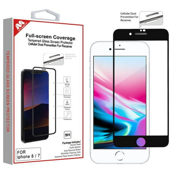 Screen Protector for Apple iPhone 8, iPhone 7, iPhone 6s /6 Full-Screen Coverage Tempered Glass Screen Protector with Cellular Dust Prevention For Receiver Compatible with iPhone 8 / 7 / 6 / 6S
