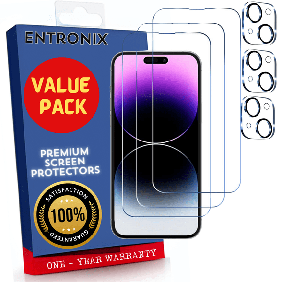 Screen Protector Bundle with Camera Cover Designed for Apple iPhone 15 Clear Screen Protector Built with Anti Scratch, Bubble Free with Easy Install, 3 PACK Glass and Camera For iPhone 15
