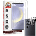 thumbnail image 1 of Screen Protector Bundle with Camera Cover for Samsung Galaxy S24 Ultra Clear Screen Protector Built with Anti Scratch, Bubble Free with Easy Install,2 PACK Glass and Camera For Samsung S24 Ultra, 1 of 7