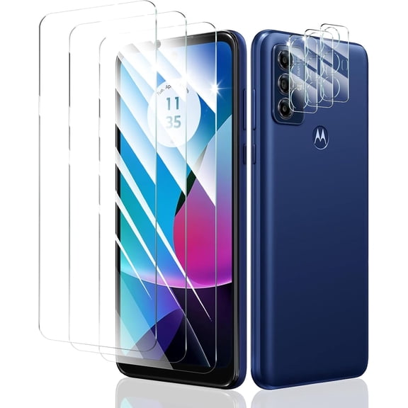 Screen Protector and Camera Lens Protector for Motorola Moto G Play 5G 2023, Double Shatterproof HD Tempered Glass Film, [9H Hardness][Impact-Protection][Anti-Shatter][Anti-Scratch], 3-Pack Each