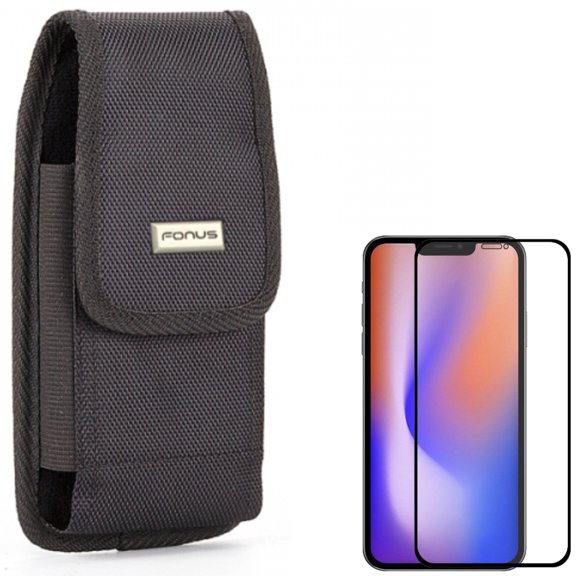 Screen Protector & Case Belt Clip for iPhone 13/Pro - Combo with Anti-Glare Tempered Glass Matte 3D & Swivel Holster Rugged Cover