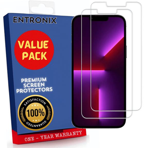 Entronix Screen Protector Compatible with iPhone 13 Mini, Clear Tempered Glass, 2-Pack