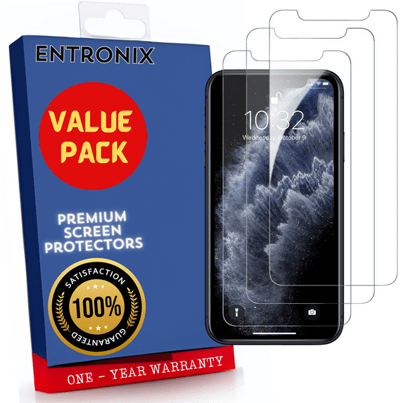 Screen Protector Designed for Apple iPhone X Clear Screen Protector 9H Hardness,Bubble Free with Easy Install, Glass Protector For iPhone X,3 PACK