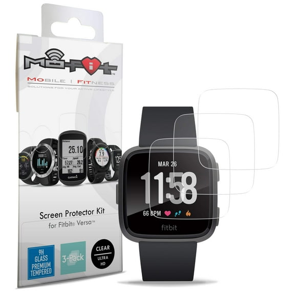 Screen Protector Kit for Fitbit Versa Versa Lite (Tempered Glass) 3-Pack