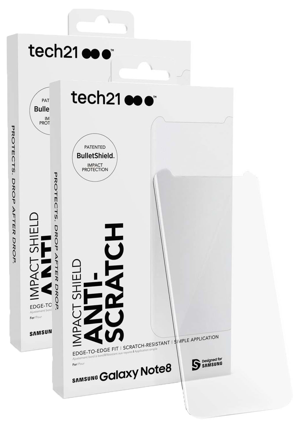 Screen Protector for Note 8, [2 PACK] Tech21 ANTISCRATCH Self Healing