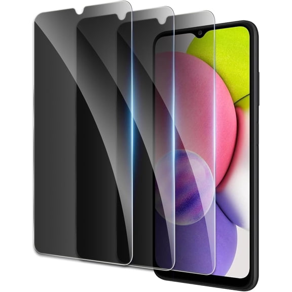 for Screen Protector for Samsung Galaxy A03s/A23/A13, Shatterproof Tempered Glass Accessories, Anti Spy Tempered Glass Film, Case Friendly Ultra Resistant 9H Hardness Anti-Glare HD Black -3 Pack