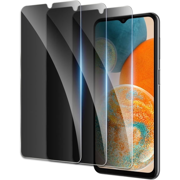 Screen Protector for Samsung Galaxy A23 4G/5G, Shatterproof Tempered Glass Accessories, Anti Spy Tempered Glass Film, Case Friendly Ultra Resistant 9H Hardness Anti-Glare HD Black -3 Pack