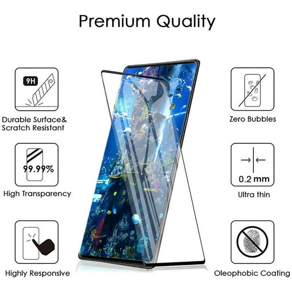 Screen Protector for Samsung Galaxy S22 Plus Tempered Glass Screen Protector Designed Fingerprint Unlocking 3D Curved Edge Glass Full coverage - Clear Black