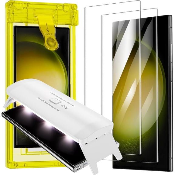 Screen Protector for Samsung Galaxy S23 Ultra / S22 Ultra, 2 Pack 3D Curved UV Curing Film [Auto-Alignment], Perfect Fit Silky-Smooth Shatterproof Scratch-Resistant No Peeling