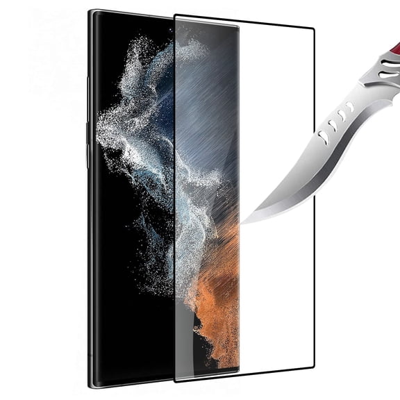 Screen Protector for Samsung Galaxy S24 Ultra Tempered Glass Screen Protector [Full Coverage] Curved Black Edged 9H Hardness Glass Screen Protector - Black
