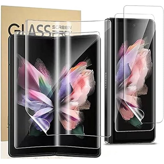 Screen Protector for Samsung Galaxy Z Fold 4 5G, Flexible TPU Screen Protector, 2 Pack Front with 2 Pack Inside, Fingerprint Unlock, Case Friendly, Bubble Free, Anti-Scratch, HD Clear