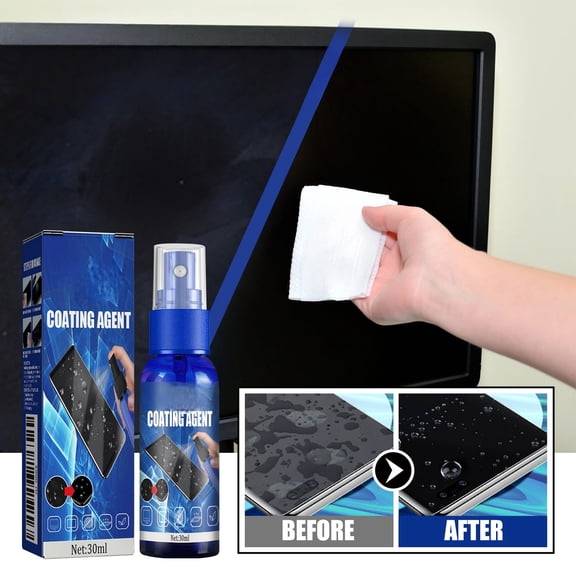 Screen Protector Spray, 30ML Non Toxic Coating No Fingerprints Spray with Cleaning Cloth, Safe Cleaning Solution for Mobile Phones, Tablets, and LCD TV Screens