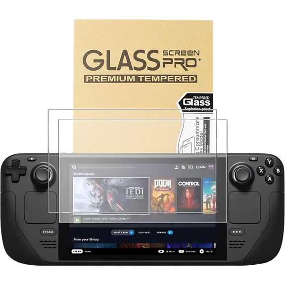 Screen Protector for Steam Deck OLED 7.4-Inch (NEW 2023) - 9H Tempered Glass Film, Anti-Scratch HD Clear, Cowhide box professional packaging2-Pack
