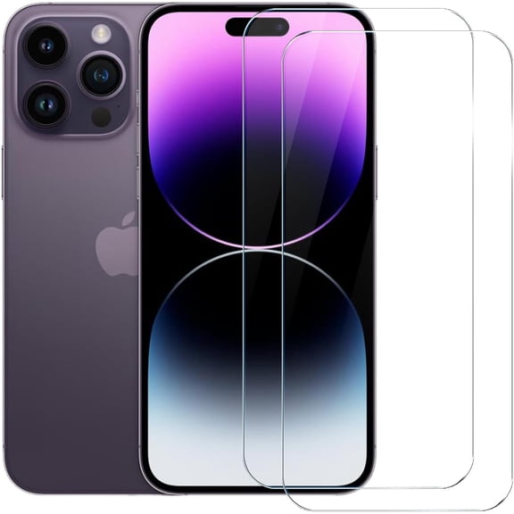 Screen Protector for iPhone 14 Pro Max, 2-Pack Clear 9H Tempered Glass Film Cover Sensor Protection Case Friendly for 6.7 inch