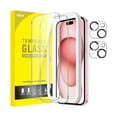 thumbnail image 1 of Screen Protector for iPhone 15 6.1-Inch with Camera Lens Protector, Easy Installation Tool, Tempered Glass Film, HD Clear, 2-Pack Each, 1 of 1
