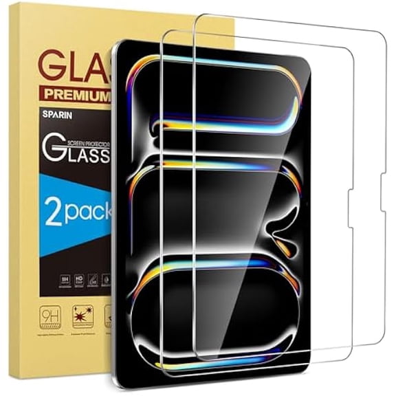 Screen Protector for iPad Pro 11 Inch 2025/2024 M5 M4 (6th/5th Generation), 2 Pack Tempered Glass for iPad Pro 11, Scratch Resistant, Case Friendly, Apple Pencil Pro Compatible