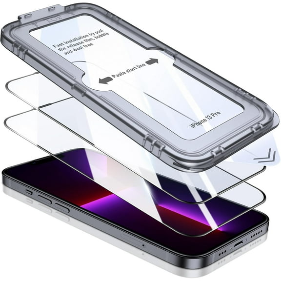 Screen Protector for iPhone 13 Pro [2 Pack] - 9H Hardness Shatterproof HD Clear Transparent Tempered Glass Film [Easy Installation] [Bubble Free] for Apple iPhone 13 Pro (6.1 Inch)