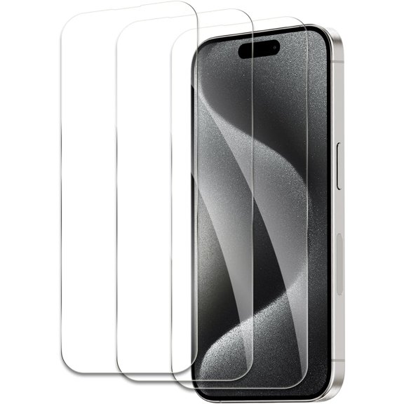 Screen Protector for iPhone 15 Pro Max, Tempered Glass Film, Ultra HD 9H Hardness Case Friendly Anti Scratch Bubble Free Ultra Resistant Oil-Resistant Shatter Protection, 3-Pack