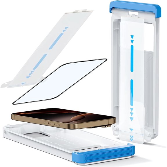 Screen Protector for iPhone 15 Pro Military Grade Tempered Glass Auto-Alignment OneTouch Kit Cell Phone Accessories Bubble Free Case Friendly Auto Dust-Removal Easy Install [1 Pack]