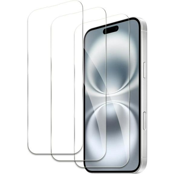 Screen Protector for iPhone 16, Tempered Glass Film, Ultra HD 9H Hardness Case Friendly Anti Scratch Bubble Free Ultra Resistant Oil-Resistant Shatter Protection, 3-Pack