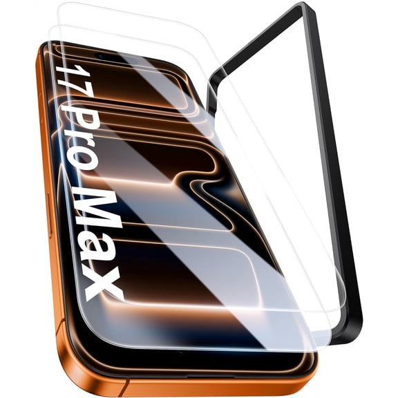 Screen Protector for iPhone 17 Pro Max 6.9" 2025, 9H Hardness & Military Grade Shatterproof, Sensitive Touch, Durable Anti-Scratch Tempered Glass Film with Easy Installation Tool - HD [2 Pack]