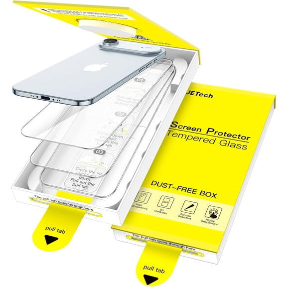 Screen Protector for iPhone Air, One-Step Easy Installation with Auto-Alignment Bubble Free Box, 9H Tempered Glass Film, HD-Clear, 6.5-Inch Display, 3-Pack