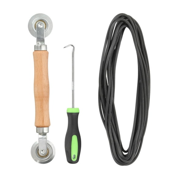 Screen Repair Kit, 0.09"x 9.8 ft Window Screen Spline Roller and Hook, Black