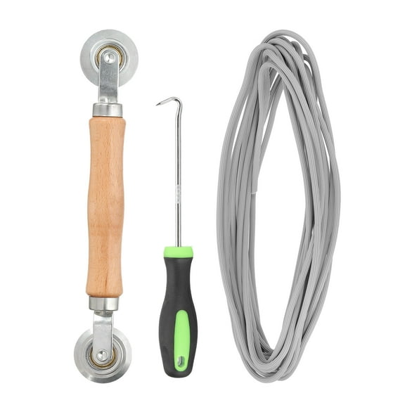 Screen Repair Kit, 0.12"x 9.8 ft Window Screen Spline Roller and Hook, Gray