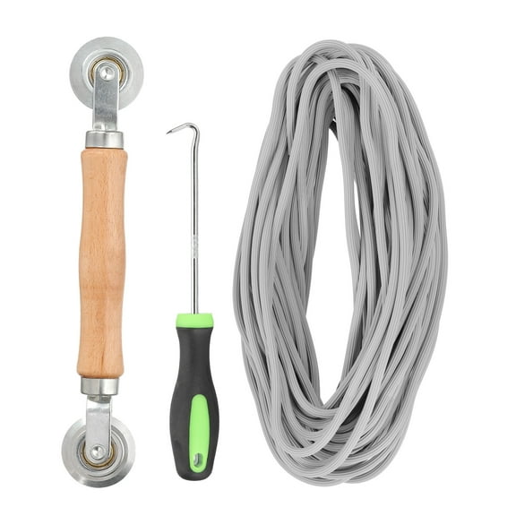 Screen Repair Kit, 0.16"x 32.8 ft Window Screen Spline Roller and Hook, Gray