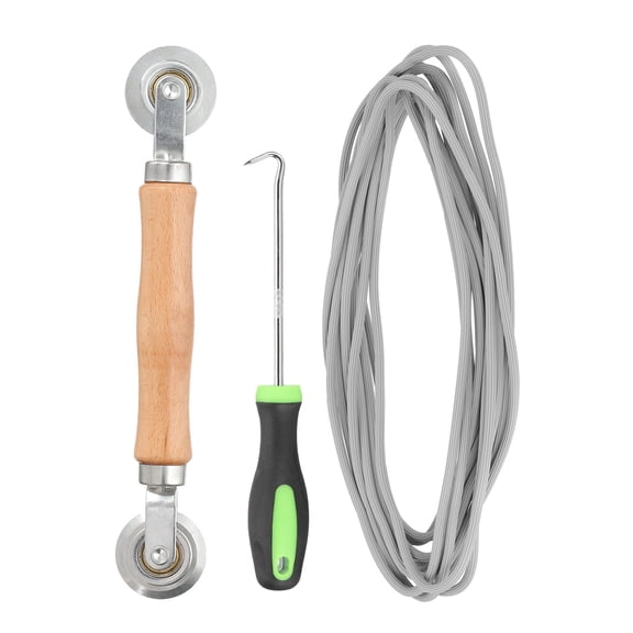 Screen Repair Kit, 0.16"x 9.8 ft Window Screen Spline Roller and Hook, Gray