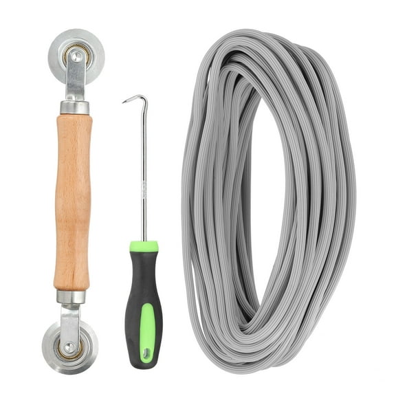 Screen Repair Kit, 0.18"x 24.9 ft Window Screen Spline Roller and Hook, Gray