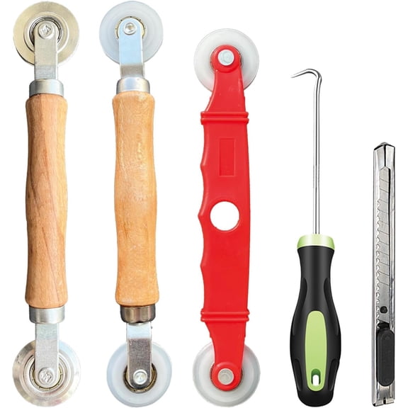 Screen Repair Kit & Window Screen Kit with Spline Roller Tool, Spline Removal Hook, Screen - Easy to Use 5-in-1 Tool for Screen Door Repair, Windows, Patio & Sliding Doors