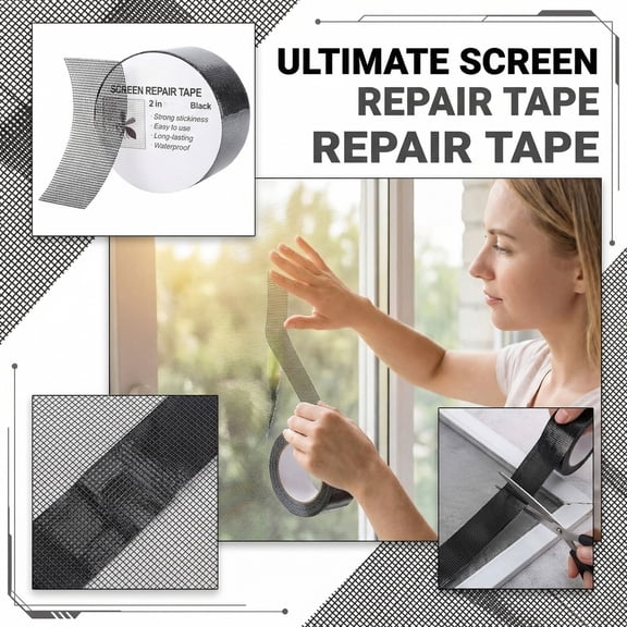 Screen Repair Tape, Long Lasting, 1 Roll 16.4ft, Fiberglass Patch for Window Door Mosquito Net Screen Repair