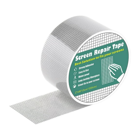 Screen Repair Tape for Door and Window, Strong Adhesive Fiberglass Mesh for Easy Patch Fixes on Mosquito Screens, Tents, and RVs Gray