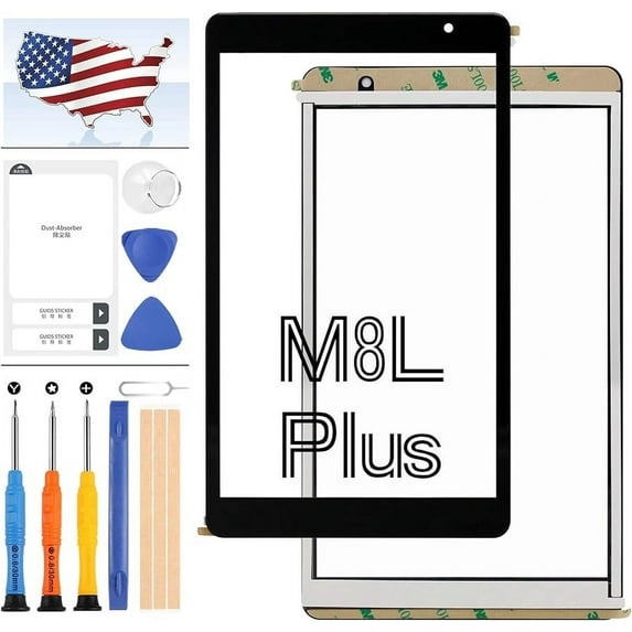 Screen Replacement for BLU M8L Plus Touch Screen Digitizer Tablet 8.0 inch with Repair Tool Kit, Tablet Replacement Parts for BLU M8L Plus M0210WW M0211WW Screen Replacement Black (No LCD Display)