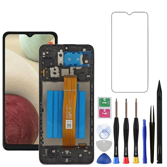 Screen Replacement for Samsung Galaxy A12 6.5" LCD Touch Display Digitizer with Frame, Compatible with A125U, S127DL, A125A, A125W Screen Assembly Repair Kit with Tools