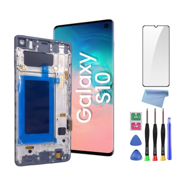 Screen Replacement for Samsung Galaxy S10 LCD with Frame – 6.1" Display and Touch Digitizer for G973U/G973FD, , No Fingerprint (Black)